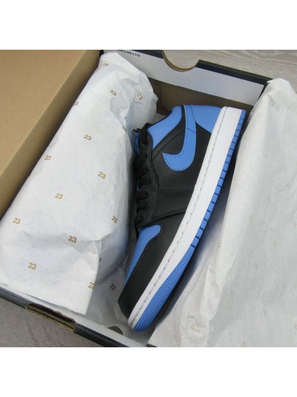 Air Jordan 1 Low University Blue Black Sneakers Mens Size 10.5 NEW - Picture 10 of 13